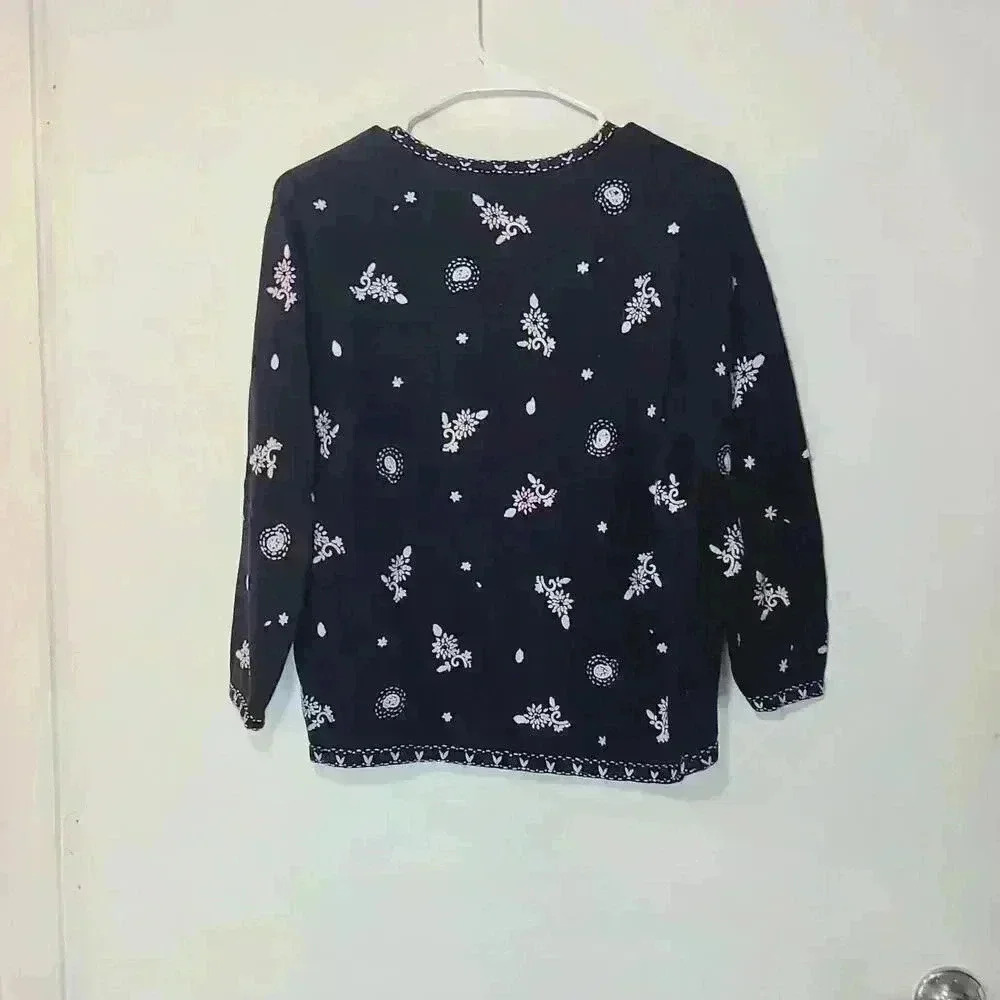 Talbots Vintage Embroidered Cardigan Sz S - Picture 8 of 9